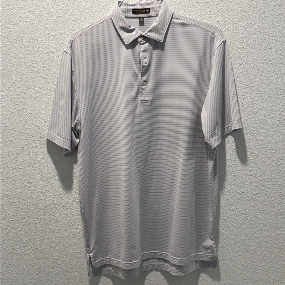 Peter Millar Striped Gray Polo Shirt